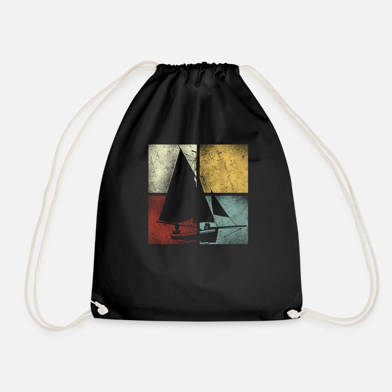 Sailing Sailboat Vintage Retro - Turnbeutel - Schwarz