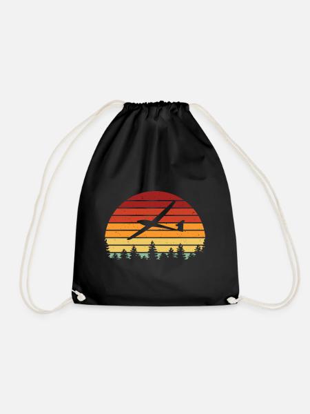 Retro glider glider gliding pilot - Drawstring Bag - black
