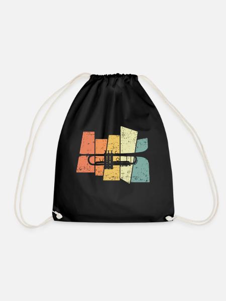021 trumpets silhouetteRetro Trompete Geschenk für - Turnbeutel - Schwarz