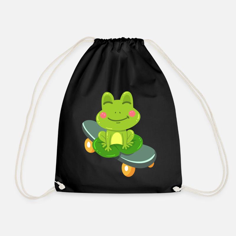 Frosch Skateboard Kawaii - Turnbeutel - Schwarz