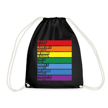 Science Is Real Black Lives Matter LGBTQ CSD Pride - Turnbeutel - Schwarz - Vorne