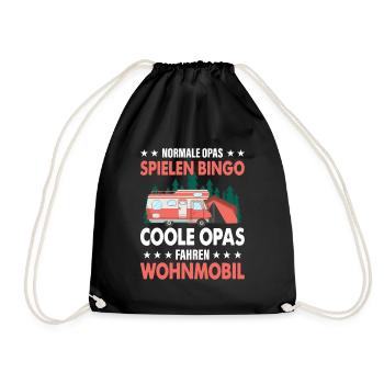 Opa Wohnmobil Wohnwagen Camping Geschenk - Turnbeutel - Schwarz - Vorne