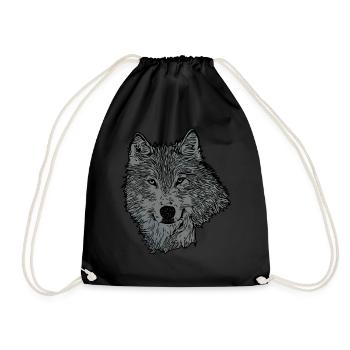 Wolf Tier Motiv - Turnbeutel - Schwarz - Vorne