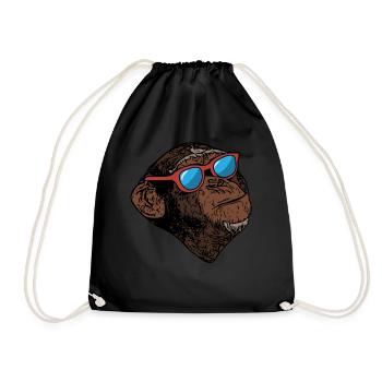 Affen Tiergesicht Affe Sonnenbrille Tier Motiv - Turnbeutel - Schwarz - Vorne