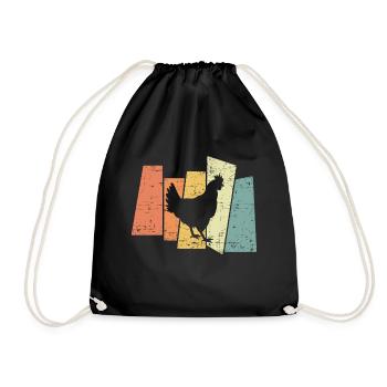 Retro Chicken I Chicken Farmer - Drawstring Bag - black - Front