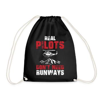 Real Pilots Don't Need Runways Helicopter - Drawstring Bag - black - Front