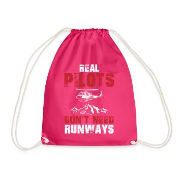 Real Pilots Don't Need Runways Helicopter - Turnbeutel - Fuchsia - Vorne