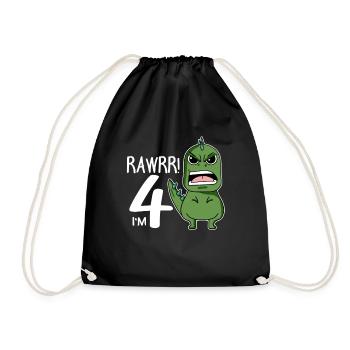 4th birthday - 4 years old - I'm 4 - Drawstring Bag - black - Front