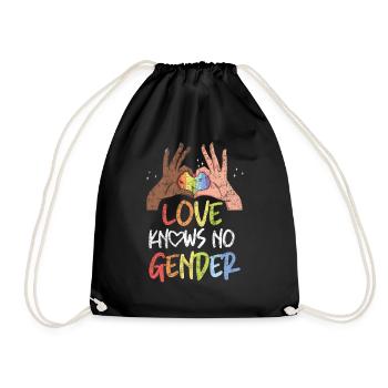 LGBT Pride Rainbow Love Knows No - Drawstring Bag - black - Front