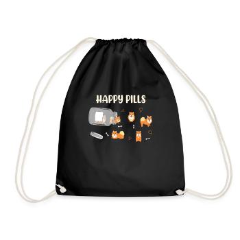 Zwergspitz Happy Pills Hunde Pomeranian Hund - Turnbeutel - Schwarz - Vorne