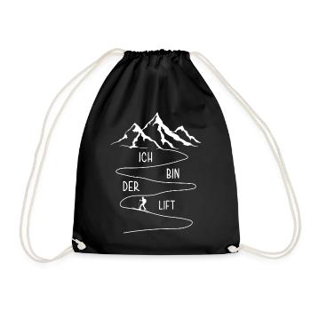 Ich Bin Der Lift Tourengeher Skitour Skifahrer - Turnbeutel - Schwarz - Vorne