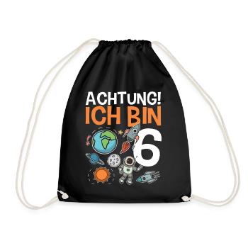 Achtung Ich bin 6 - Turnbeutel - Schwarz - Vorne