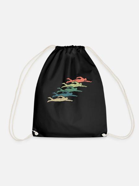Schwimmen Schwimmer Vintage - Turnbeutel - Schwarz