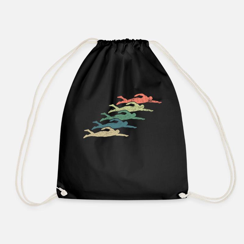 Schwimmen Schwimmer Vintage - Turnbeutel - Schwarz