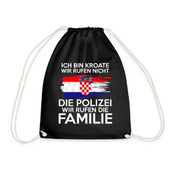 Kroatische Familie Kroate Kroatin Kroaten Kroatien - Turnbeutel - Schwarz - Vorne