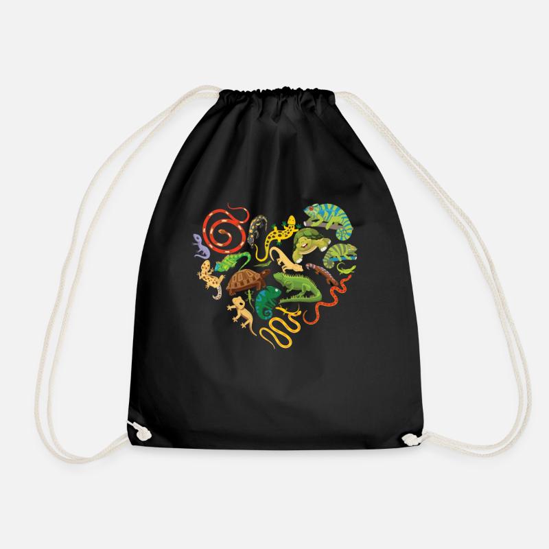 Reptile Heart Snake Lizard - Turnbeutel - Schwarz