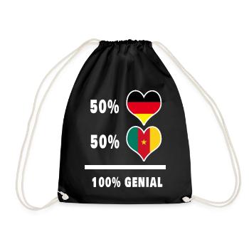 Germany and Cameroon 100% Ingenious / Gift - Drawstring Bag - black - Front