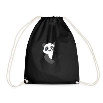 Panda bear hides - Drawstring Bag - black - Front