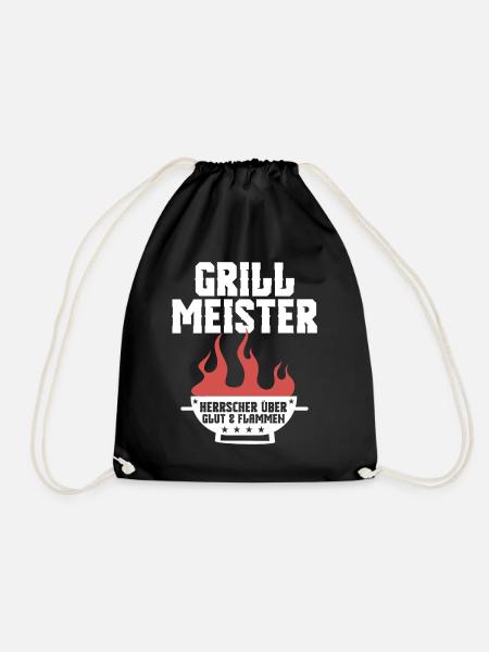 Grillmeister Grillen Grill Barbecue BBQ Fleisch - Turnbeutel - Schwarz