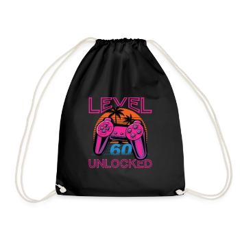60 Birthday Gift - Level 60 unlocked Gamer - Drawstring Bag - black - Front