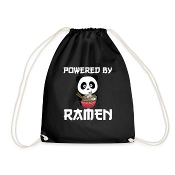 Love Ramen cute panda kawaii pandas - Drawstring Bag - black - Front