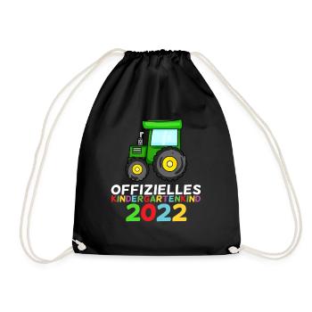 Kindergarten 2022 Traktor Geschenk - Turnbeutel - Schwarz - Vorne