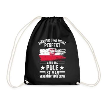 Polnischer Mann Pole Polin Polska Polnisch Polen - Turnbeutel - Schwarz - Vorne