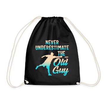 Never Underestimate The Old Guy, Disc Golf, Funny - Drawstring Bag - black - Front