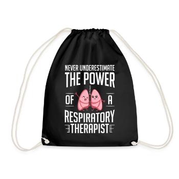 Atemtherapeut Atmung Lungenarzt Pneumologie Lunge - Turnbeutel - Schwarz - Vorne