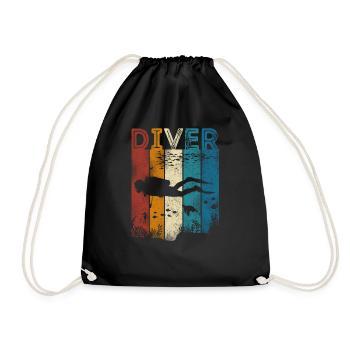 Scuba Diving Diver Vintage Retro - Turnbeutel - Schwarz - Vorne