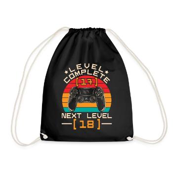 Level Complete 18 Bday 18th Birthday - Drawstring Bag - black - Front