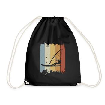 Windsurfen Retro Windsurf Wassersport Surf Vintage - Turnbeutel - Schwarz - Vorne