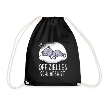 Offizielles Schlafshirt Katze - Turnbeutel - Schwarz - Vorne
