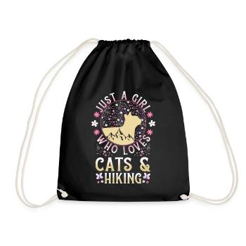 Cats and hiking saying gift - Drawstring Bag - black - Front