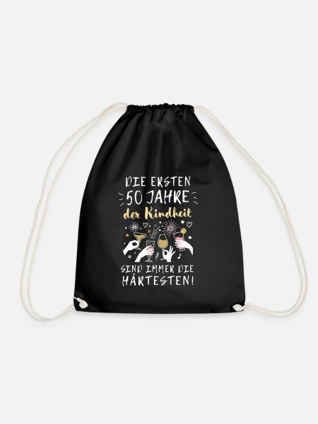 Geschenk 50 Jahre Geburtstag Kindheit Spruch - Turnbeutel - Schwarz