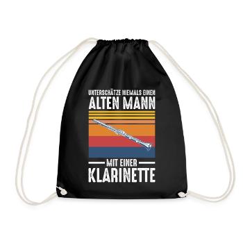Klarinette Mann Retro Vintage - Turnbeutel - Schwarz - Vorne
