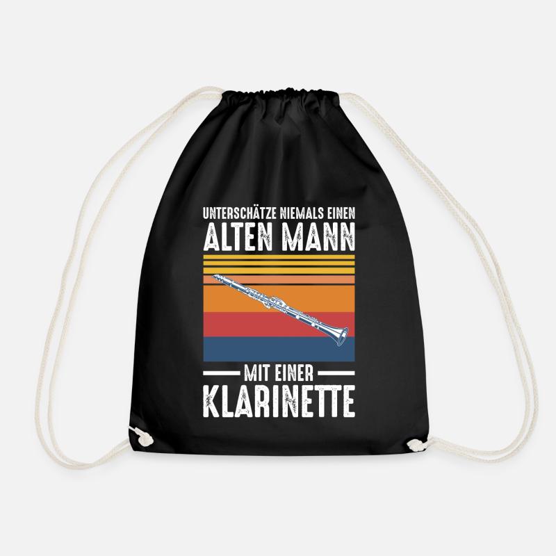 Klarinette Mann Retro Vintage - Turnbeutel - Schwarz