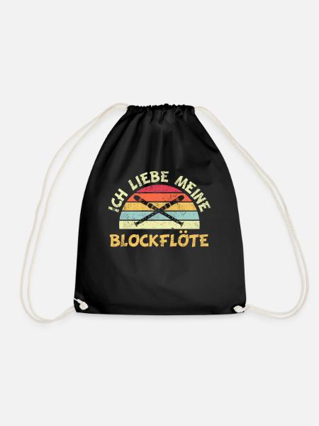 Flöte Blockflöte Retro Vintage Spruch - Turnbeutel - Schwarz