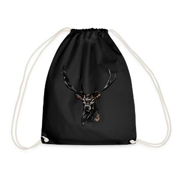 Hunting Hunter Deer Hunting Motif - Drawstring Bag - black - Front
