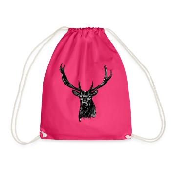 Deer Hunting Deer Motif Animal Motif - Drawstring Bag - fuchsia - Front