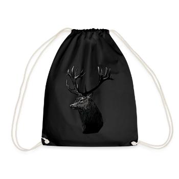 Hunting Deer Hunting Motif - Drawstring Bag - black - Front
