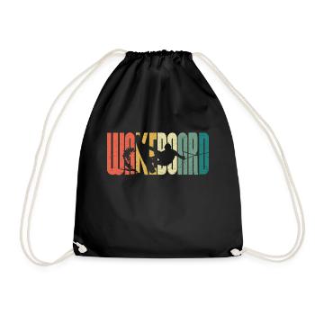 Retro Wakeboard Sunset Fan Wakeboarding - Drawstring Bag - black - Front