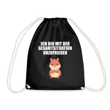 Hamster Mit der Gesamtsituation unzufrieden - Turnbeutel - Schwarz - Vorne