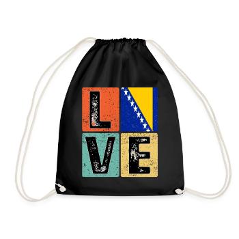 I Love Bosnia Flagge für bosnischen Stolz - Turnbeutel - Schwarz - Vorne