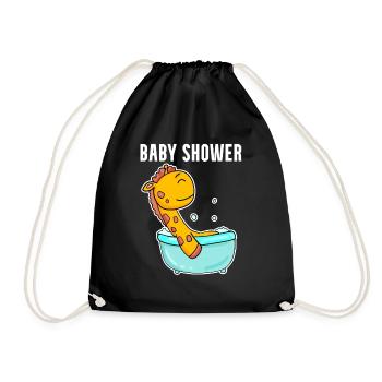 Baby Shower Giraffe Bathtub - Drawstring Bag - black - Front