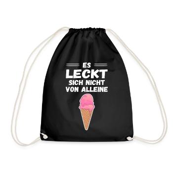ES LECKT SICH NICHT VON ALLEINE - EISCREME - Turnbeutel - Schwarz - Vorne