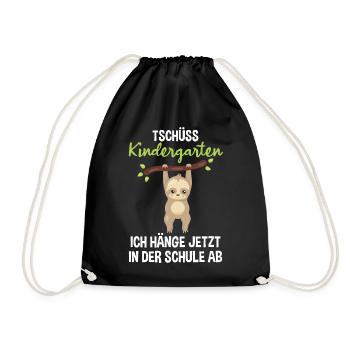 Einschulung Schulbeginn 1. Klasse Faultier Spruch - Turnbeutel - Schwarz - Vorne