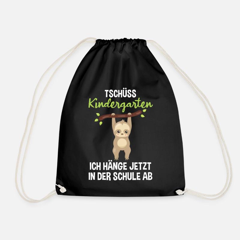 Einschulung Schulbeginn 1. Klasse Faultier Spruch - Turnbeutel - Schwarz