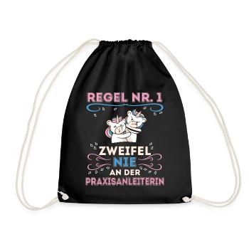 Praxisanleiterin lustiges Geschenk, Spruch - Turnbeutel - Schwarz - Vorne