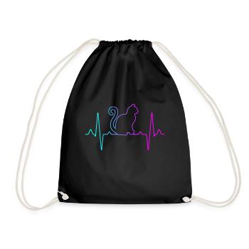 Chat battements de coeur - Sac de sport léger - noir - Devant